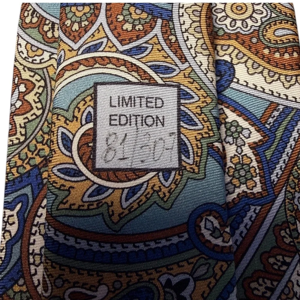Daniel Cremieux Seven Fold 100% Italian Silk Blue Paisley Tie Ltd Edition 81/307